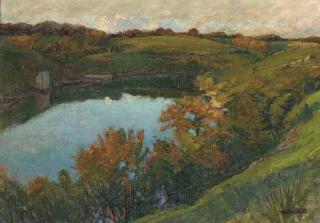Joseph Milner Kite - An autumnal river landscape