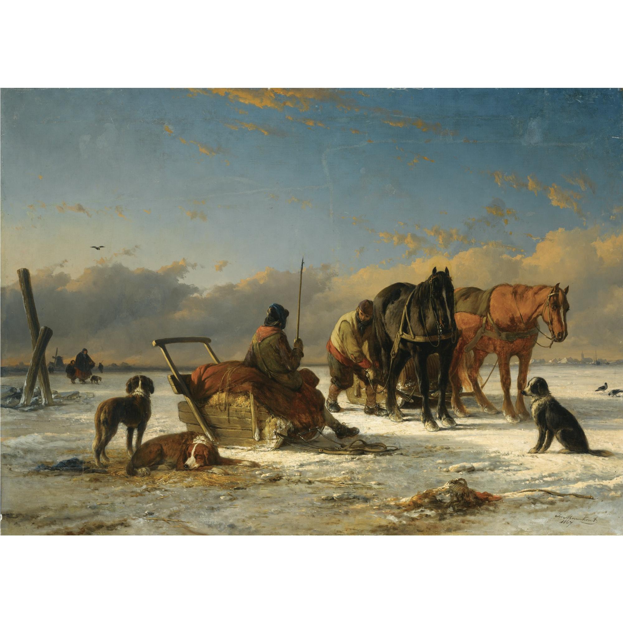 Joseph Moerenhout - Belgian preparing For The Horse Drawn Sleigh Ride