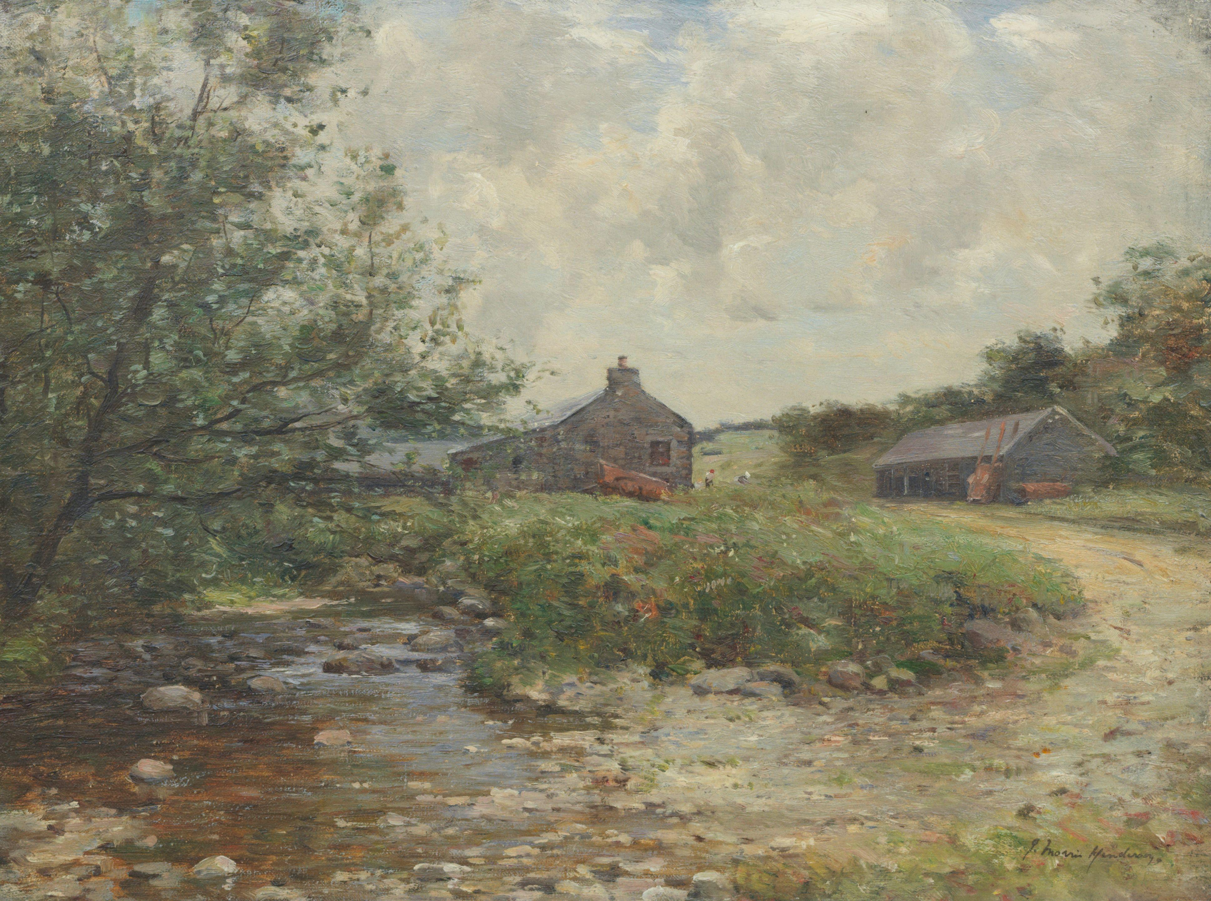 Joseph Morris Henderson RSA - Barns by a burn, summertime