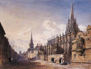 Joseph Murray Ince - Scholars and figures outside St. Mary Magdalen Church, Oxford