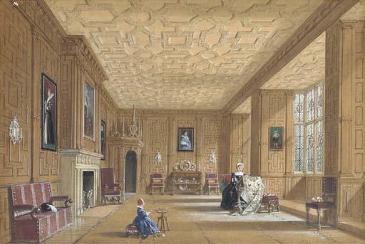 Joseph Nash, O.W.S. - The oak room at Broughton Castle near Banbury, Oxfordshire