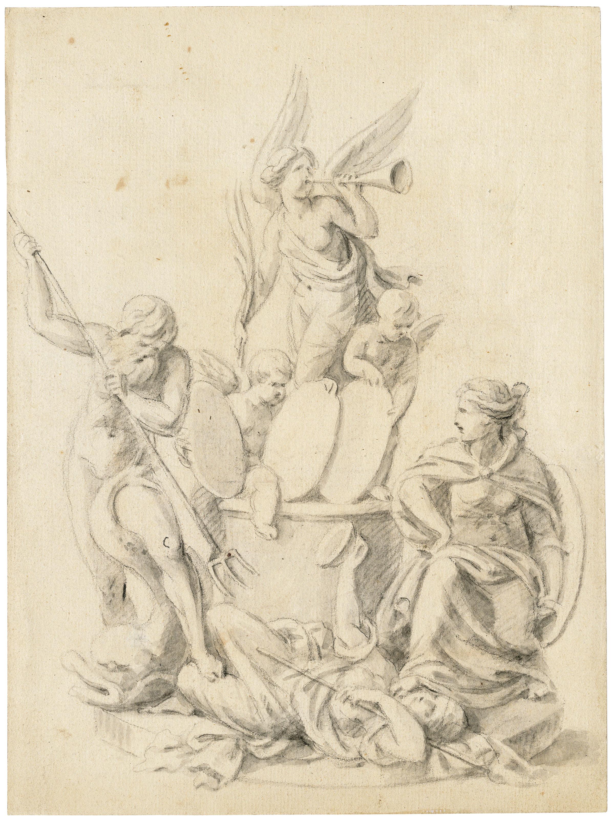 Joseph Nollekens, R.A. - Design for a monument to three captains: William Bayne, William Blair, and Lord Robert Manners