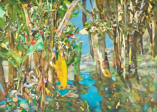 Joseph Ntensibe - Forest And River (Unstretched And Unframed)