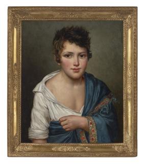 Joseph Paelinck - Portrait of a boy, half-length, in a white shirt and blue shawl