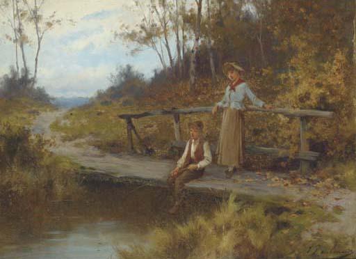 Joseph Paulman - Fishing from the bridge; and The retriever
