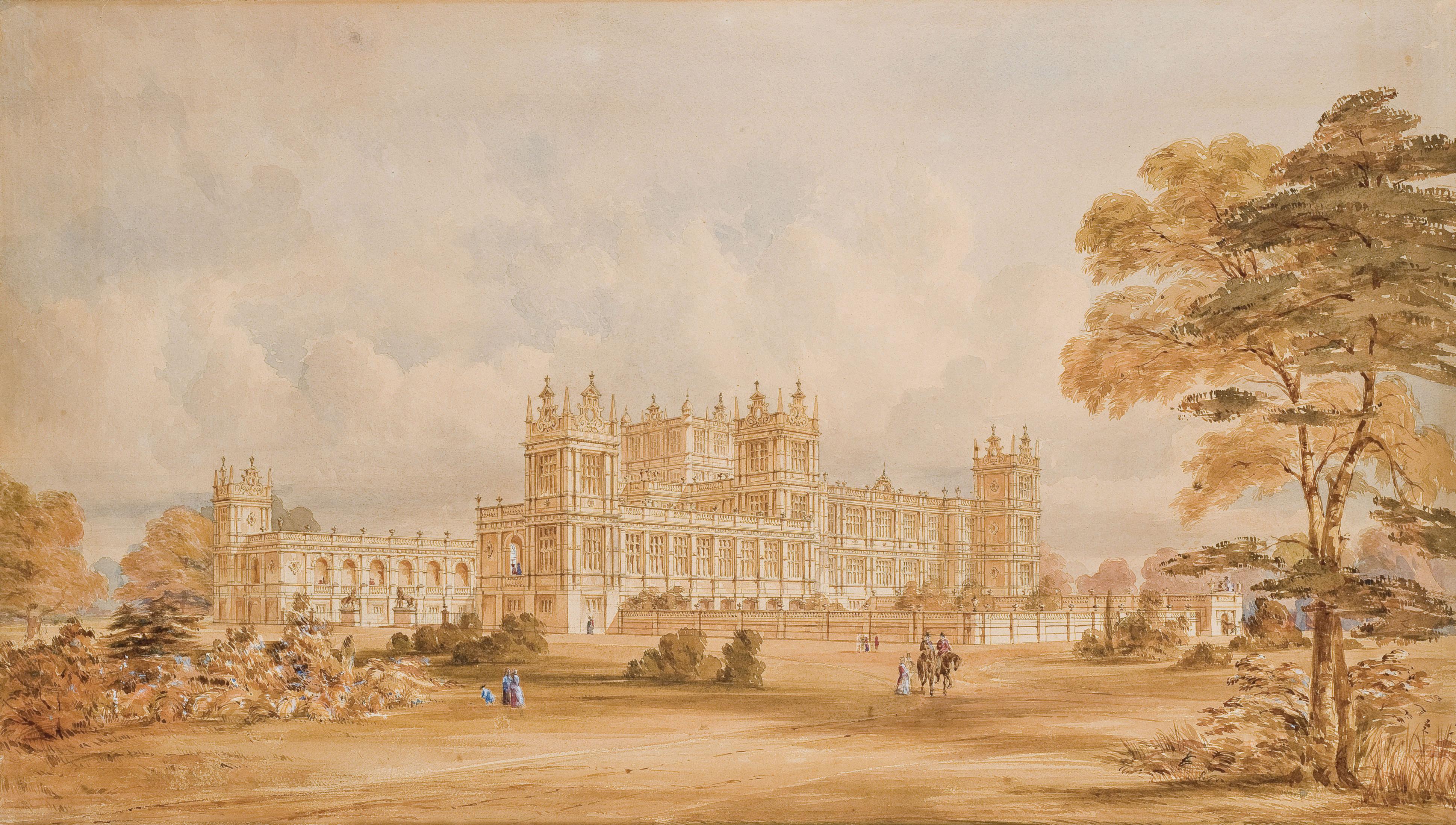 Joseph Paxton - Vue des façade ouest et sud du château de Ferrières