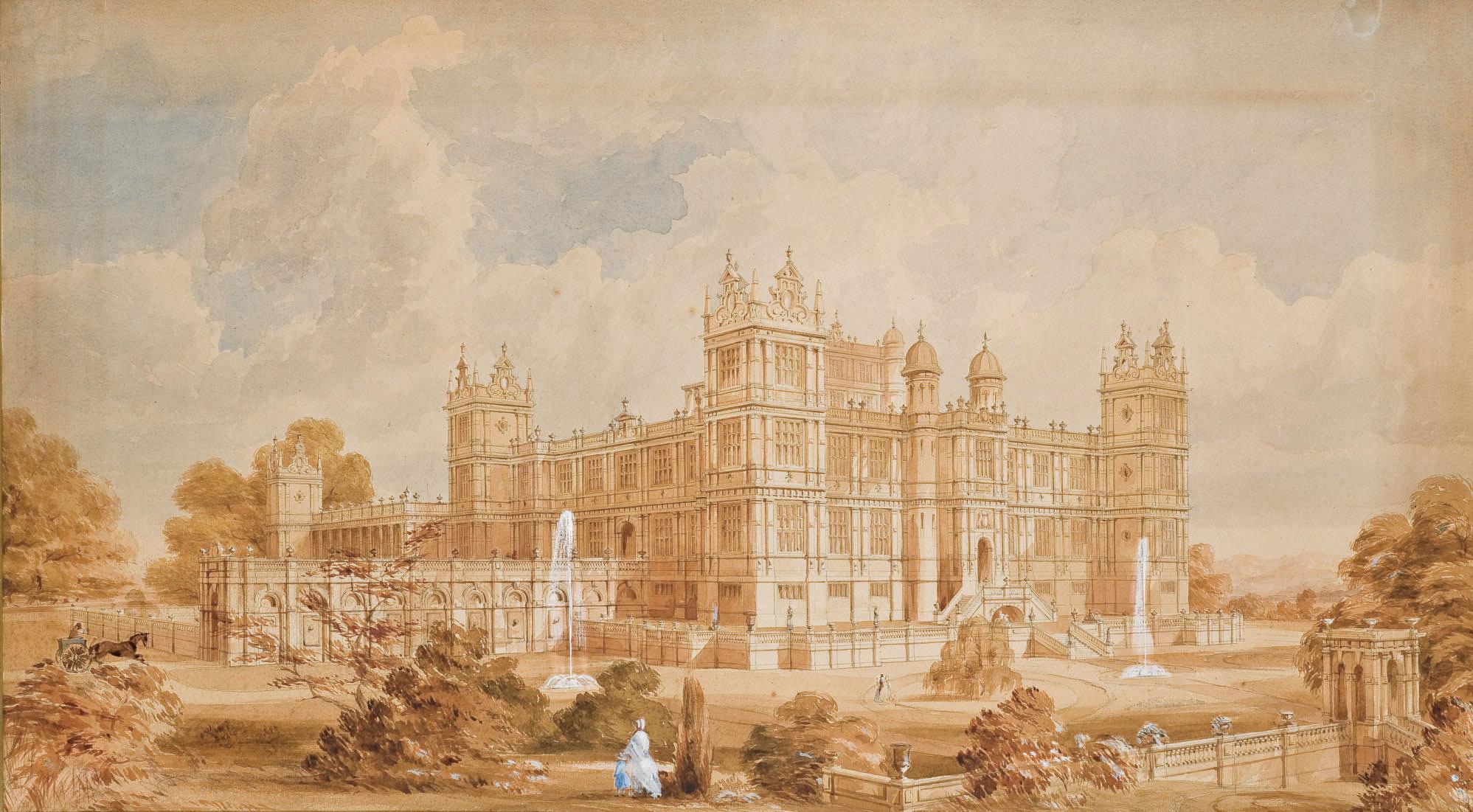 Joseph Paxton - Vue des façades sud et est du château de Ferrières