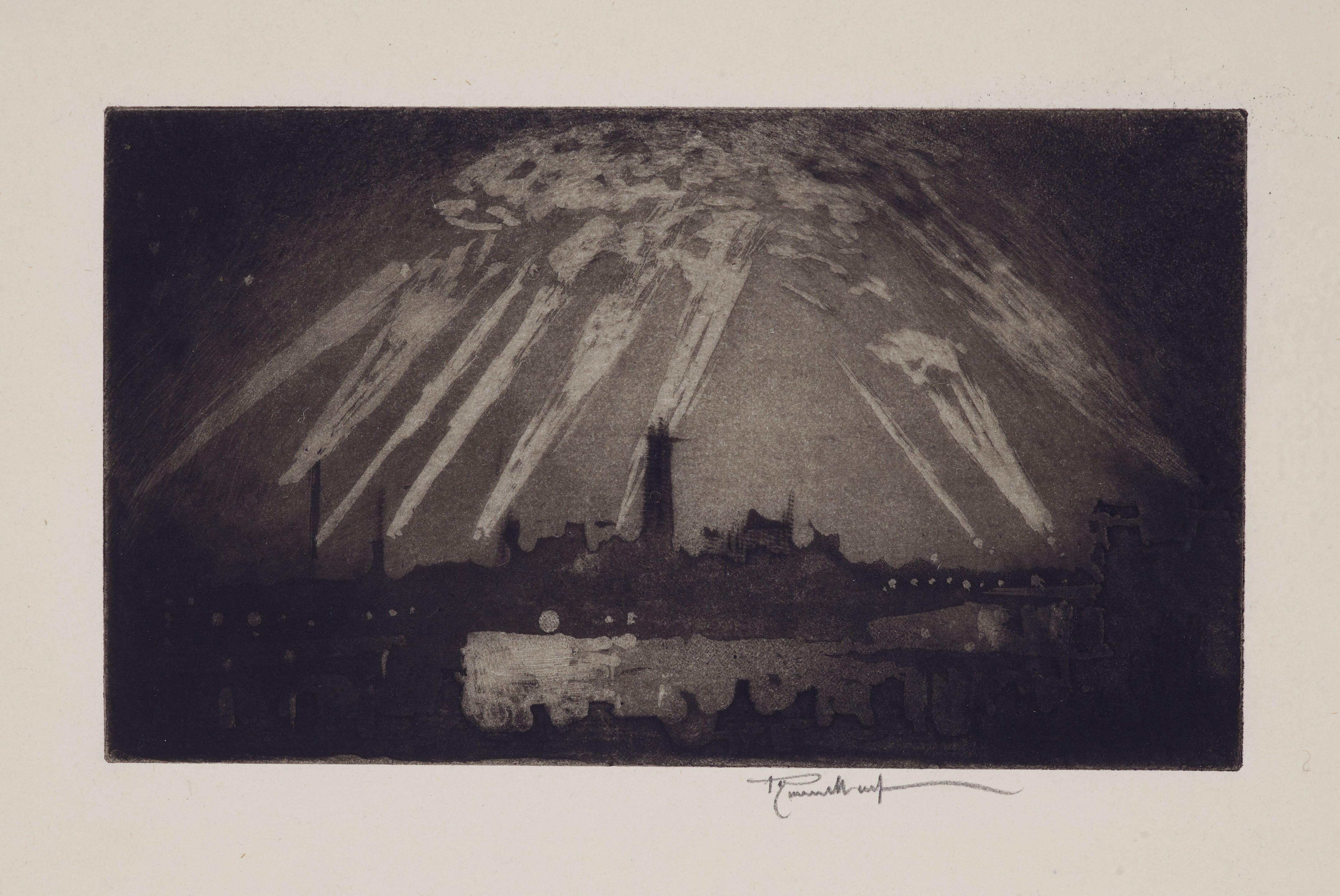 Joseph Pennell - The Shot Tower (London in War Time), pl. 37, from Etchers and Etching