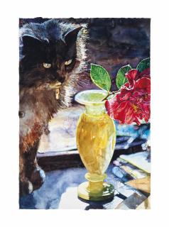 Joseph Raffael - Fume with Vase and Camelia