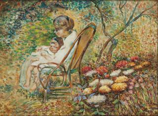 Joseph Raphael - Mother And Child In A Garden
