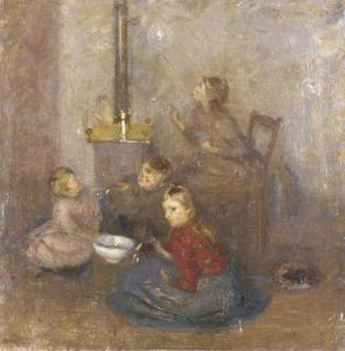 Joseph Raphael - The daughters of the artist blowing bubbles