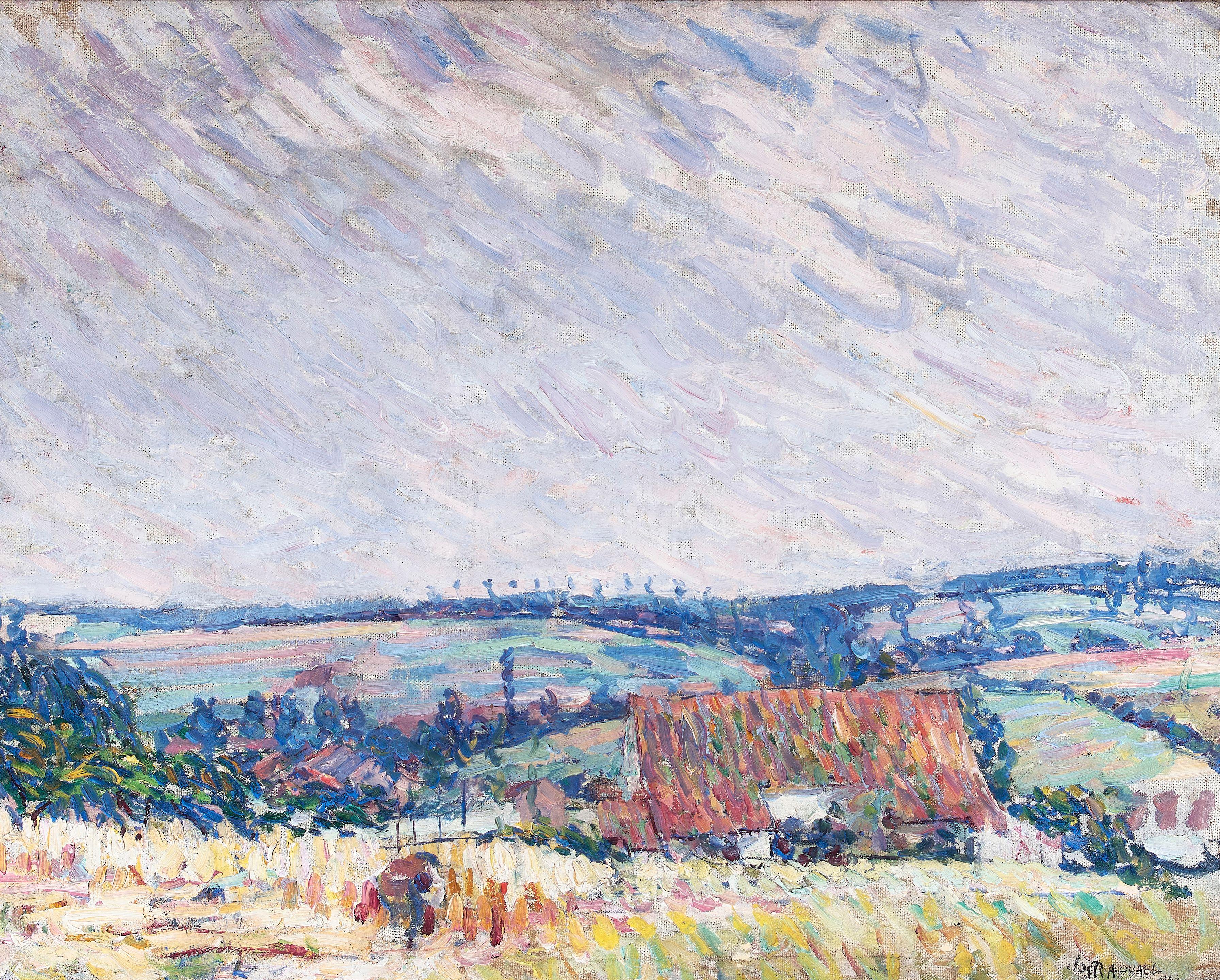 Joseph Raphael - Wheat Harvester with Hills of Uccle Beyond (Belgium)