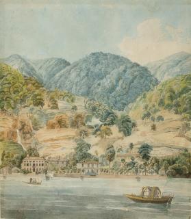 Joseph Rebell - Blick auf Blevio mit der Villa Artaria (heute Villa Cademartori).