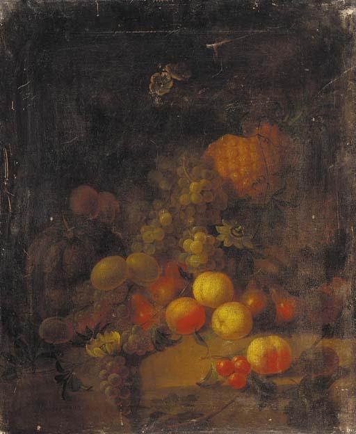 Joseph Rhodes - Grapes, Peaches, Plums, Pears, Cherries, A Melon, And A Pineapple