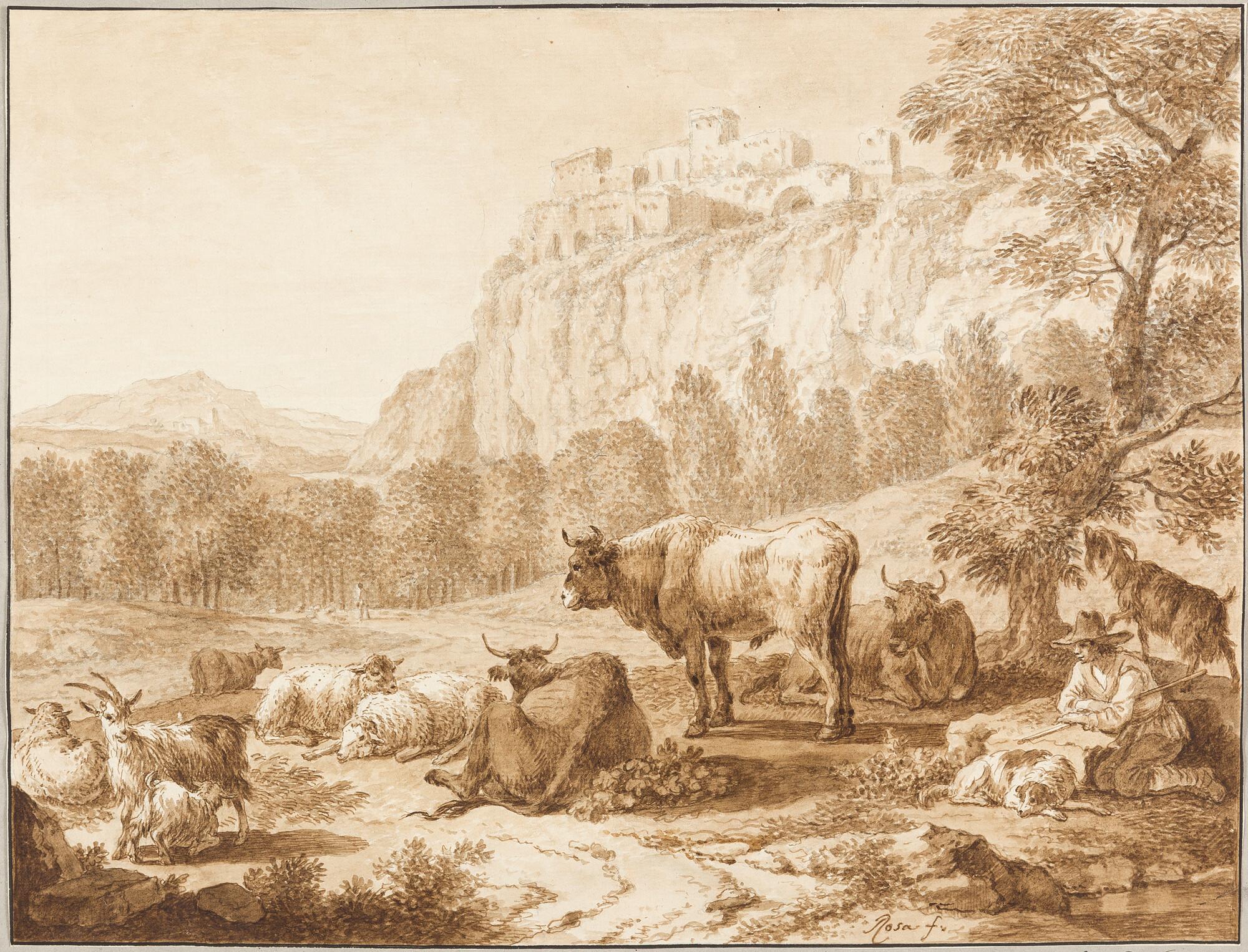 Joseph Roos - 2 Bll.: Hirtenidylle in südlicher Landschaft