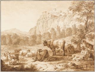 Joseph Roos - 2 Bll.: Hirtenidylle in südlicher Landschaft