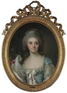 Joseph-Siffred Duplessis - Portrait of Comtesse de Provence (1753-1810), half-length, in a turquoise dress with white lace trim and ribbon