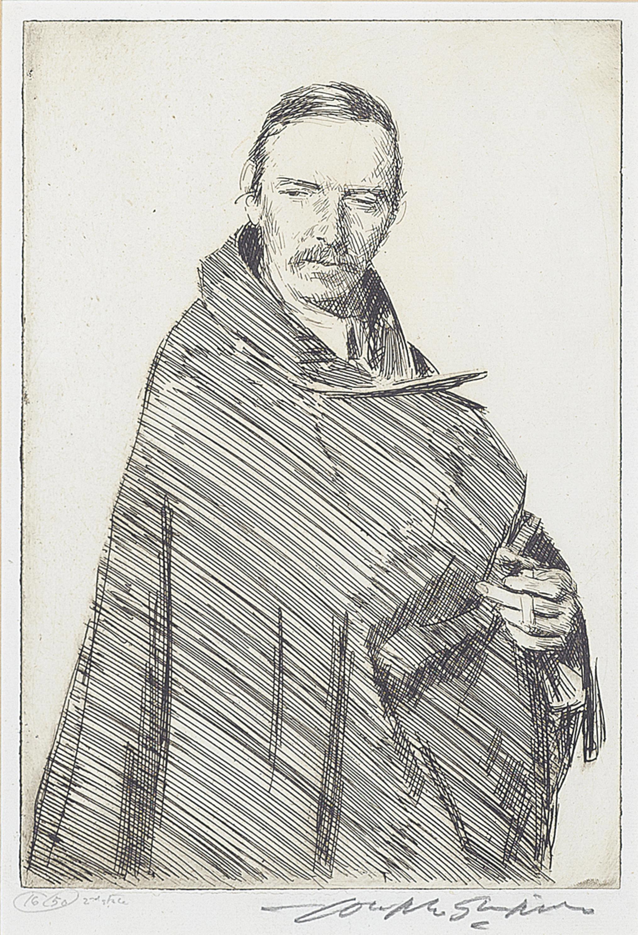 Joseph Simpson R.B.A. - The Bohemian - Portrait Of Robert Louis Stevenson