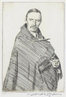 Joseph Simpson R.B.A. - The Bohemian - Portrait Of Robert Louis Stevenson