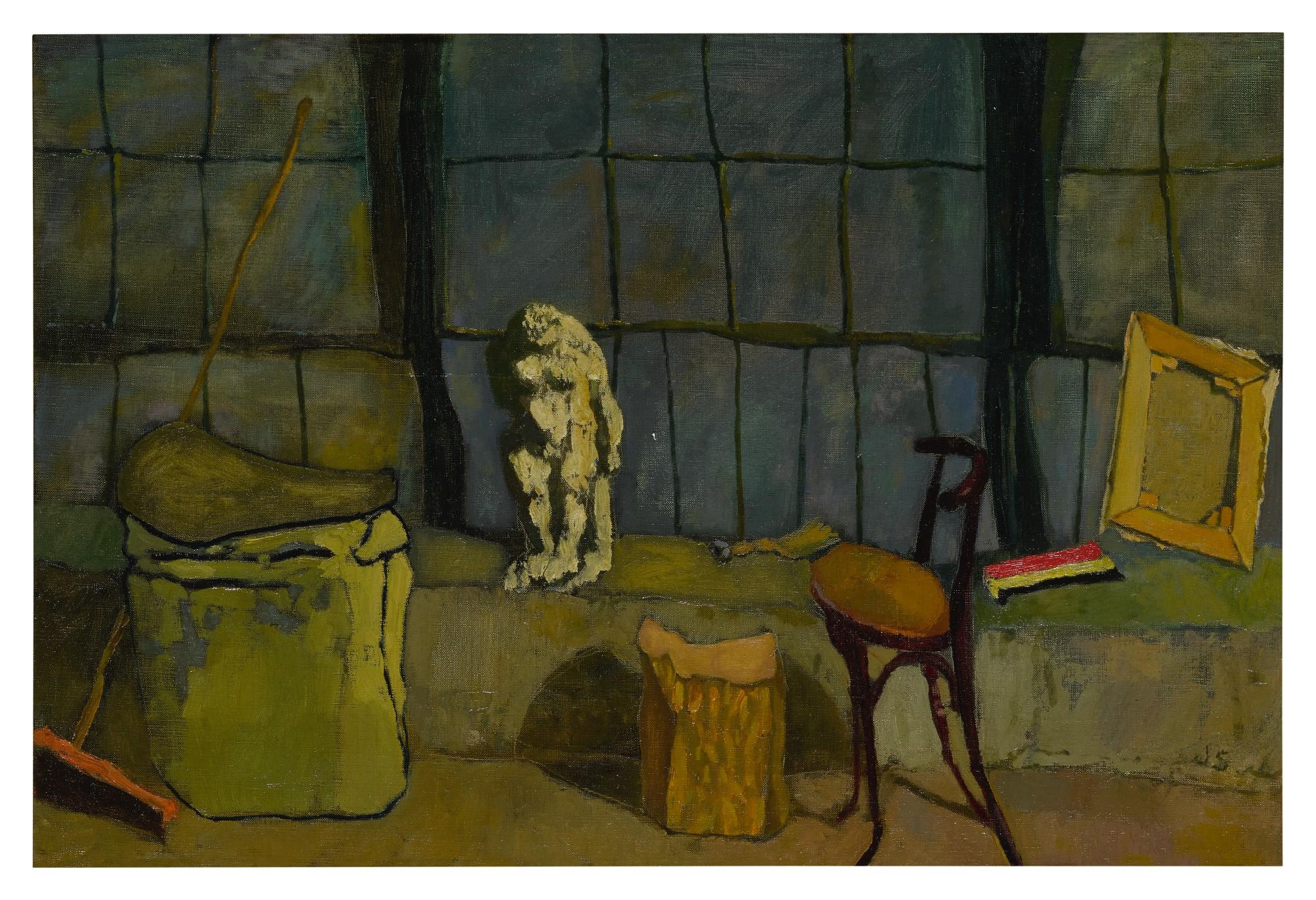 Joseph Solman - Studio Interior With Statue