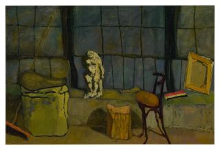 Joseph Solman - Studio Interior With Statue
