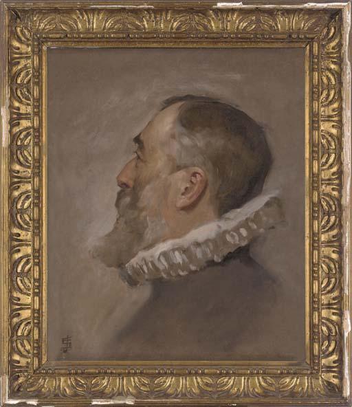 Joseph Solomon Solomon, R.A. - Portrait of gentleman, bust-length, in profile, in a white ruff
