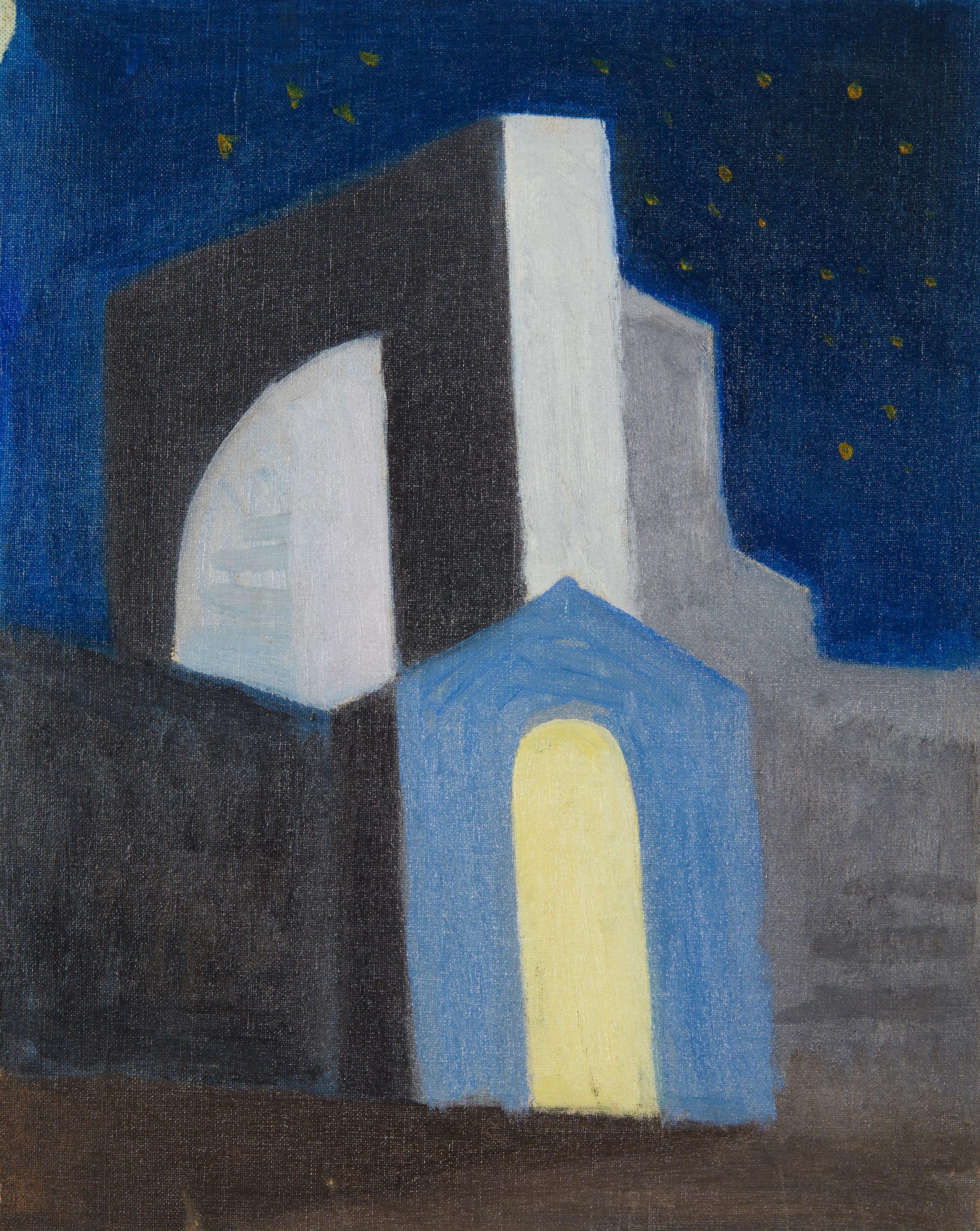 Joseph Stella - Church at Nighttime with Starry Sky