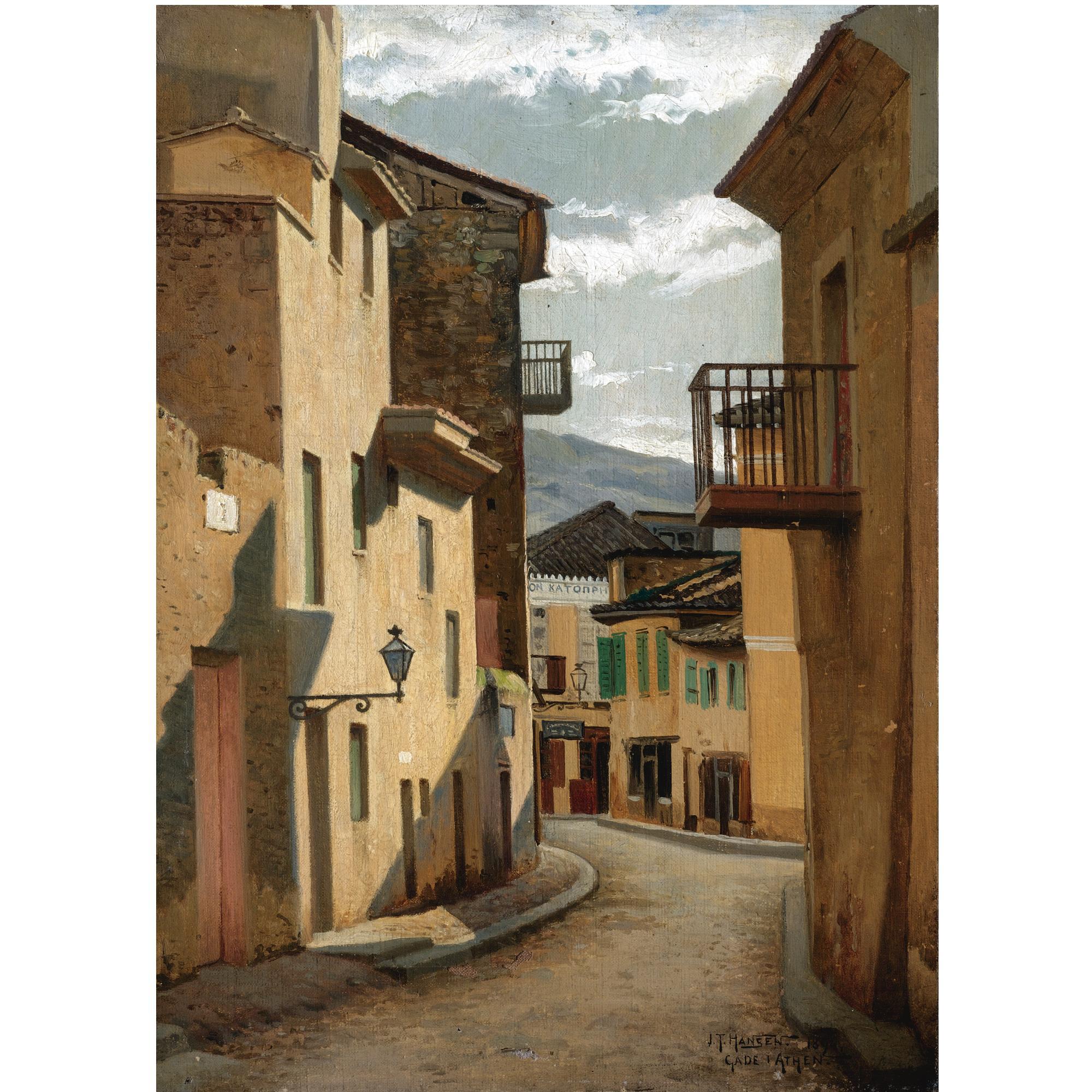 Joseph Theodor Hansen - Danish Street In Athens