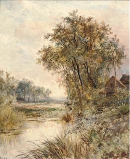 Joseph Thors - A Cottage By A Pond