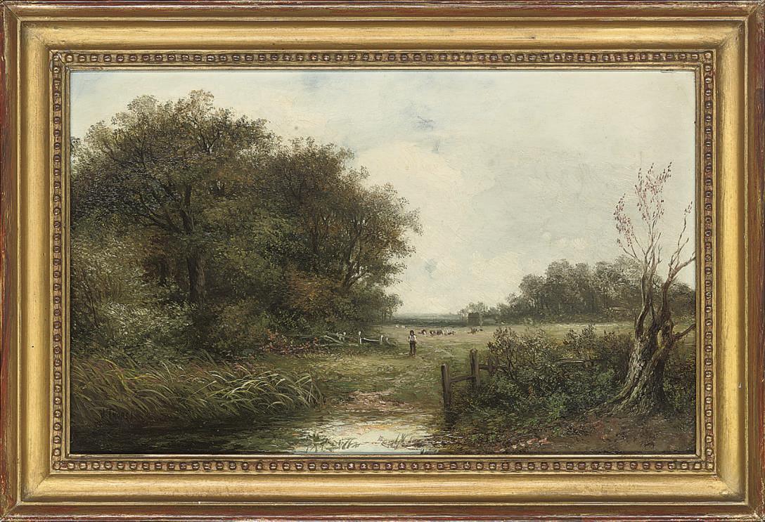 Joseph Thors - A herder approaching a lily pond; and Feeding the chickens