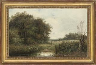 Joseph Thors - A herder approaching a lily pond; and Feeding the chickens