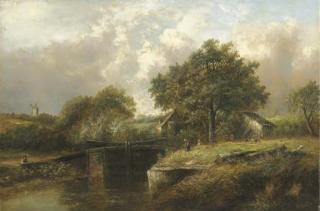 Joseph Thors - A Lock at Pangbourne on Thames