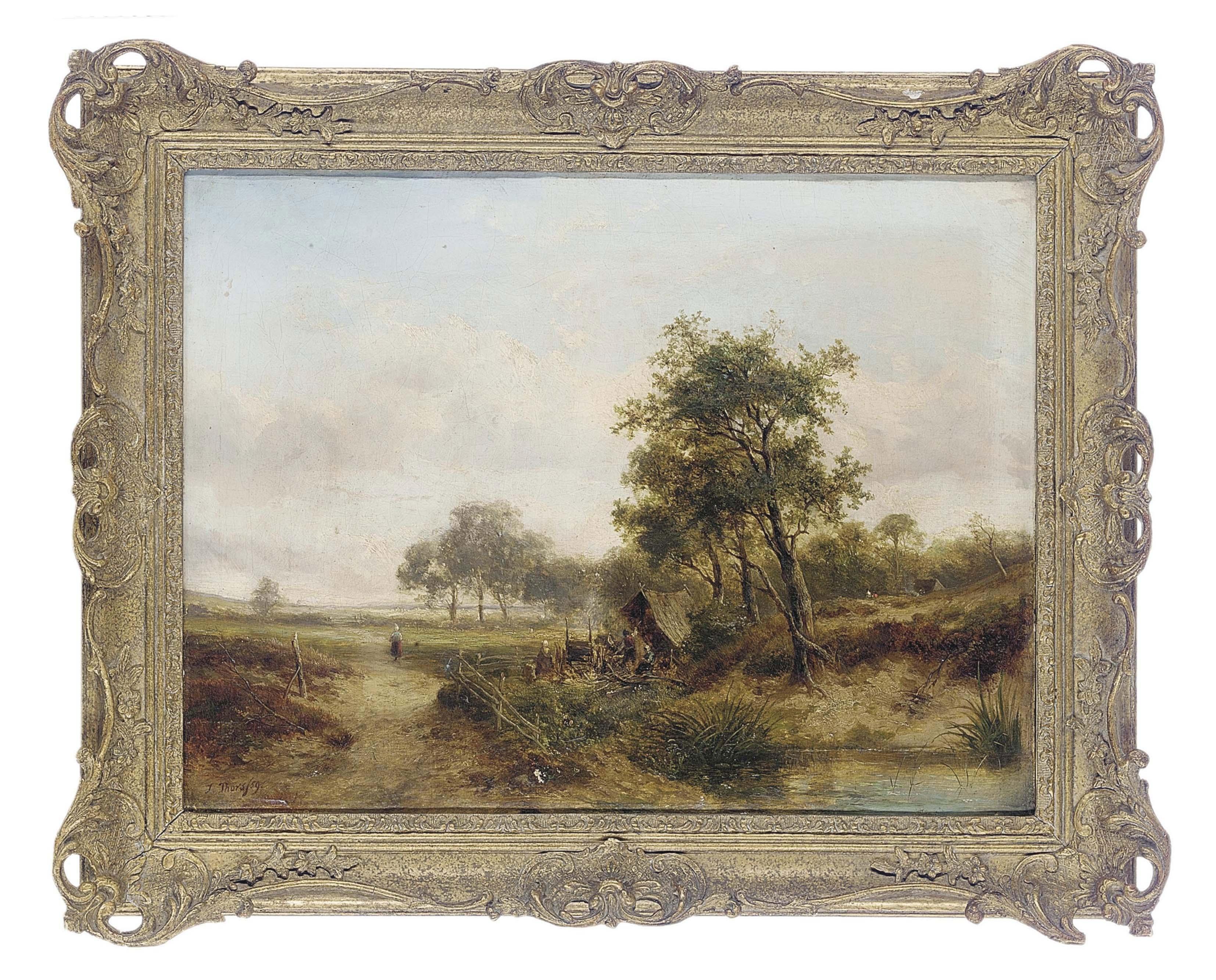 Joseph Thors - Figures beside a pond