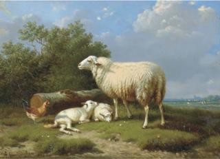 Joseph Van Dieghem - Sheep with her lambs