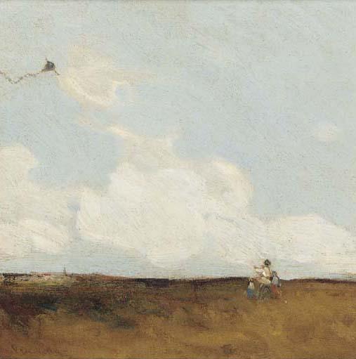 Joseph Vickers De Ville, R.B.S.A. - The kite flyers