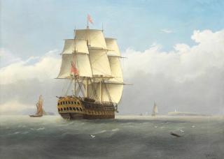 Joseph Walter of Bristol - An East Indiaman outward bound in the Bristol Channel