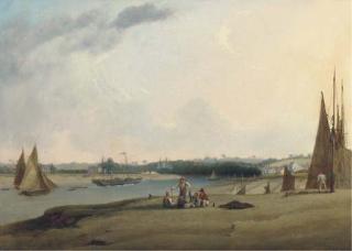 Joseph Walter - A paddle-steamer and other shipping on the River Avon at Pill, near Bristol
