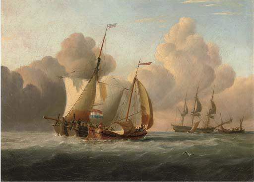 Joseph Walter - Barge Masters Exchanging News As They Run Out To A Newly Arrived Merchantman