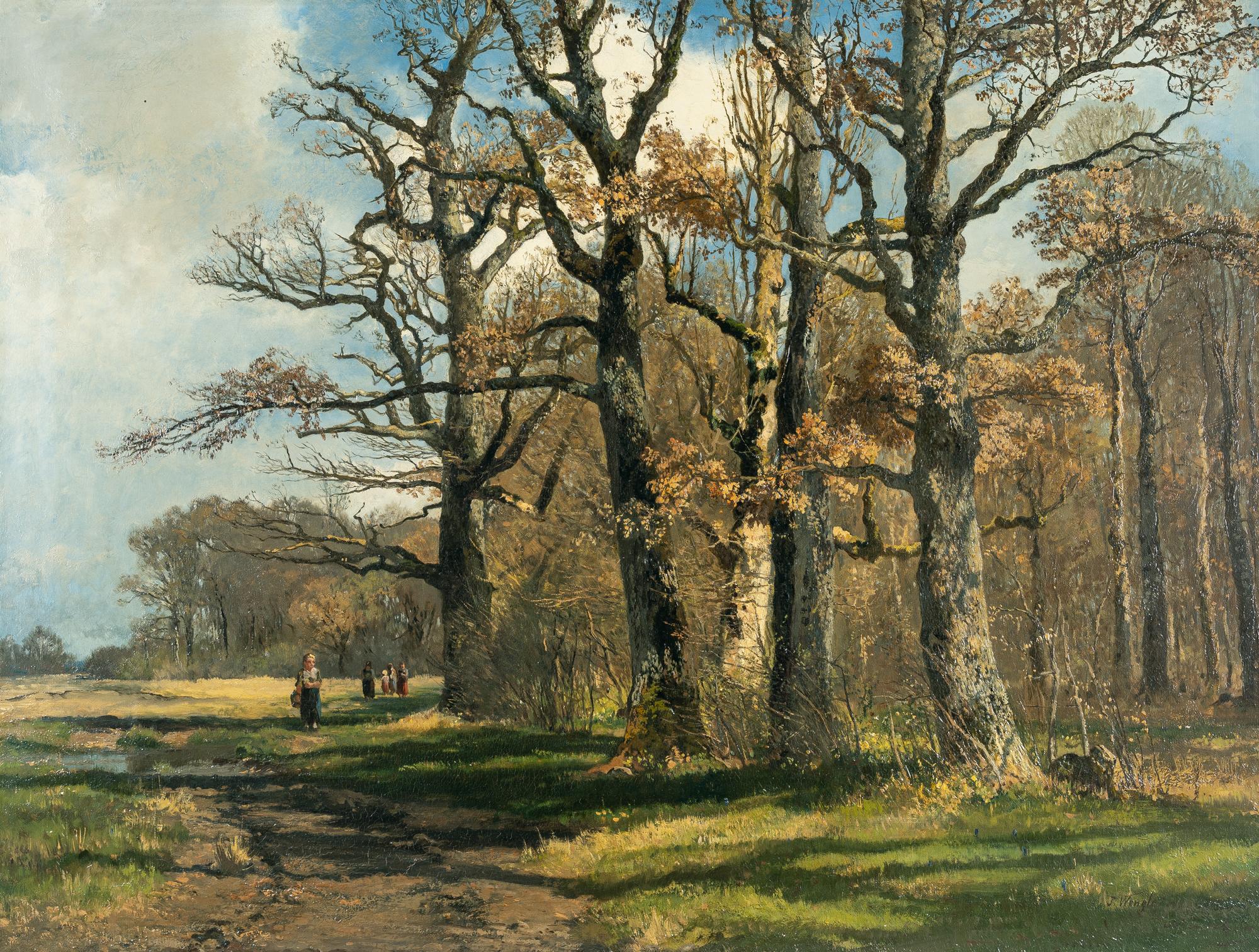 Joseph Wenglein - Laubwaldrand mit Spaziergängern