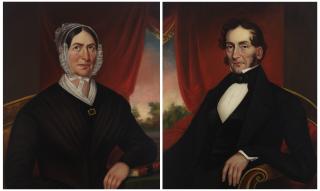 Joseph Whiting Stock - A Pair Of Portraits Of Joseph Waters And Abigail Dond Davis