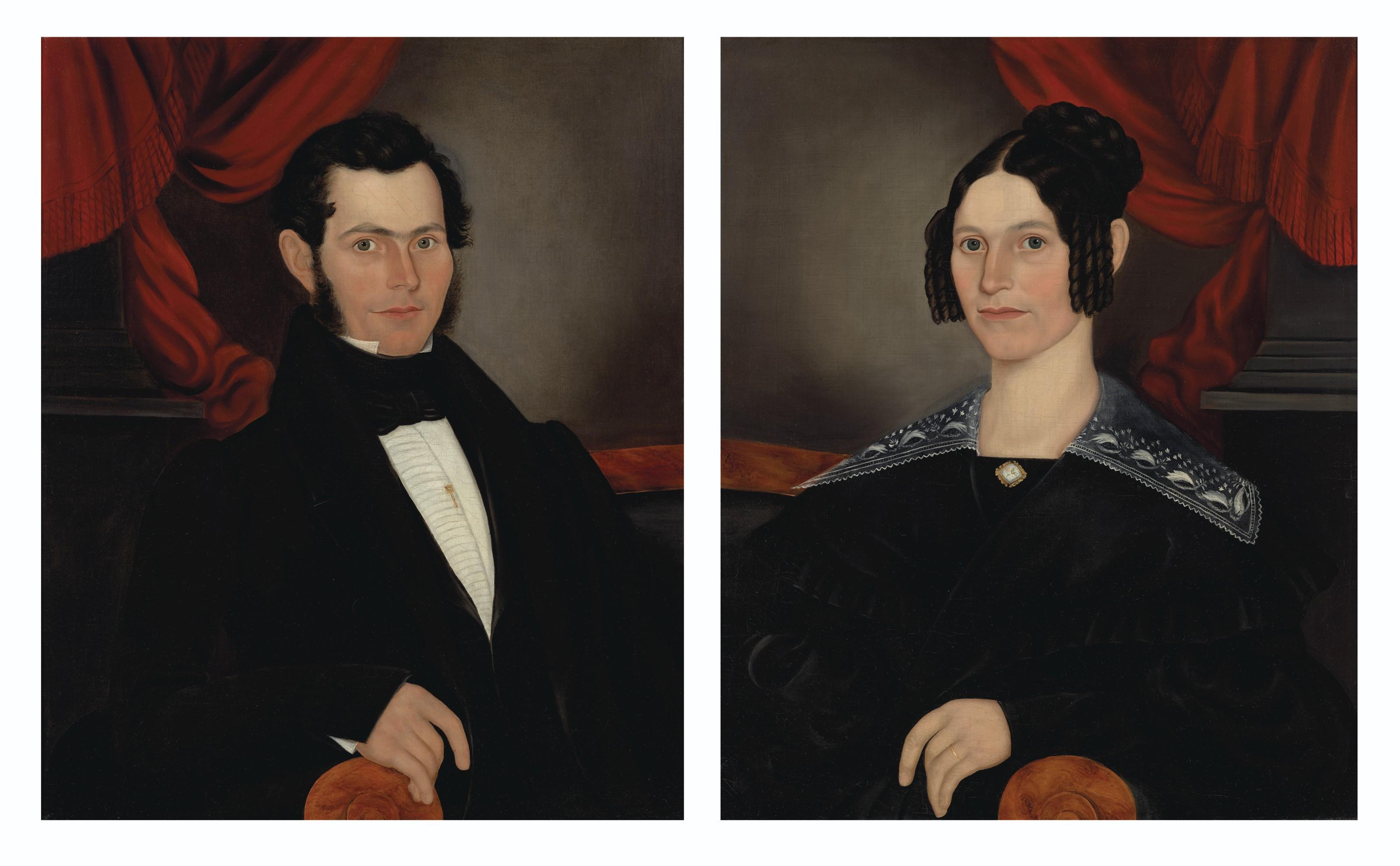 Joseph Whiting Stock - A Pair of Portraits of Mr. Philo Franklin Wilcox and Mrs. Orpha J. Wilcox