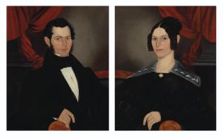 Joseph Whiting Stock - A Pair of Portraits of Mr. Philo Franklin Wilcox and Mrs. Orpha J. Wilcox