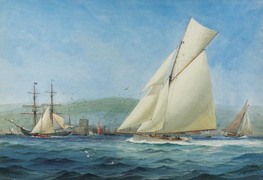 Joseph William Carey, R.U.A. - Theta; a yacht, racing in Belfast Lough