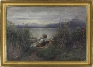 Joseph Wopfner - Blumengarten und Fischer auf der Fraueninsel