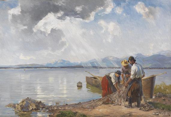 Joseph Wopfner - Fischer am Chiemseeufer