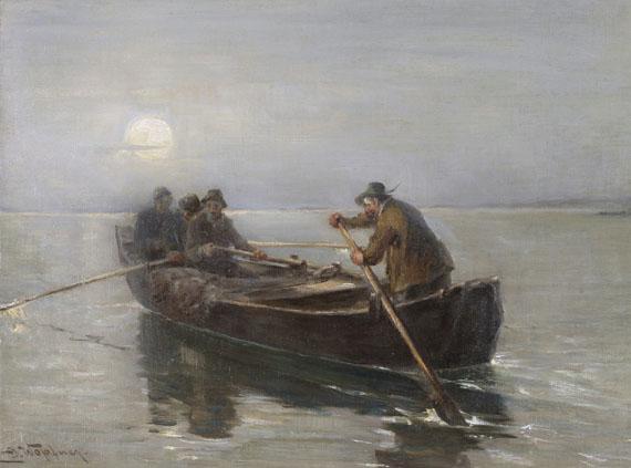 Joseph Wopfner - Fischer bei Mondschein