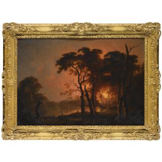 Joseph Wright of Derby, A.R.A. - A Fire Seen Through Trees
