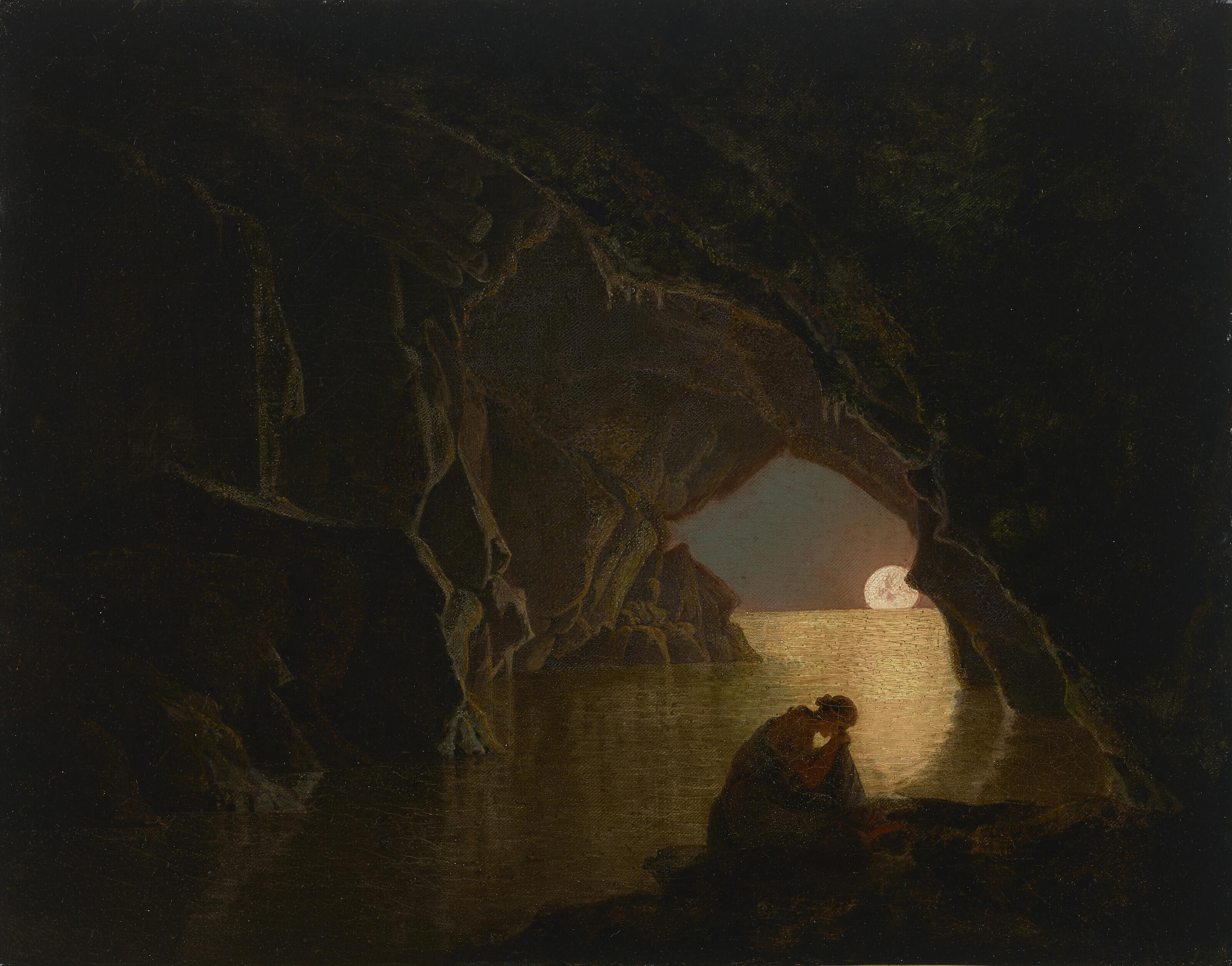 Joseph Wright Of Derby, A.R.A. - A grotto in the Gulf of Salerno, with the figure of Julia