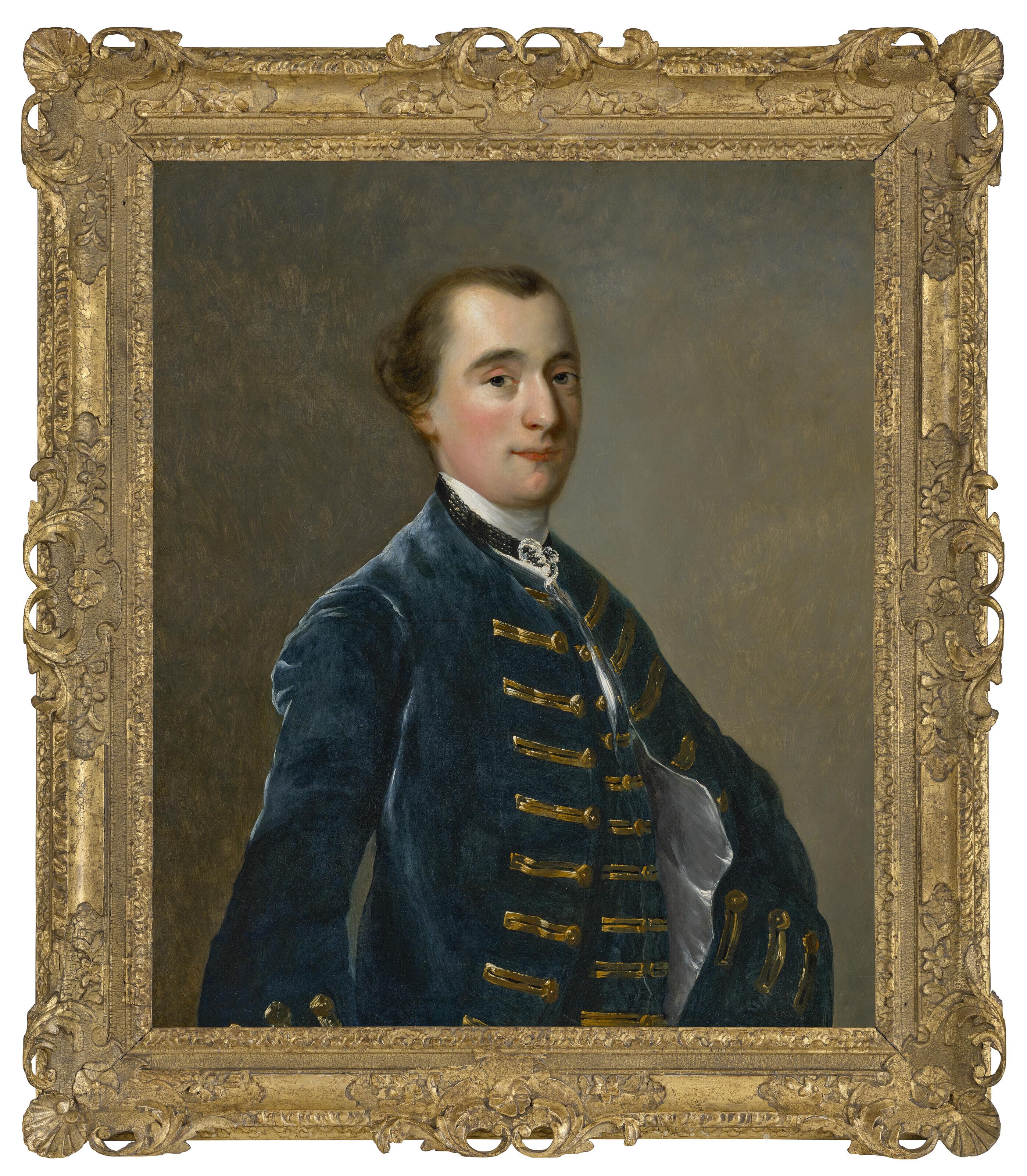 Joseph Wright Of Derby, A.R.A - Portrait of Sampson Copestake of Kirk Langley (1726-1816), half-length, in a blue velvet uniform