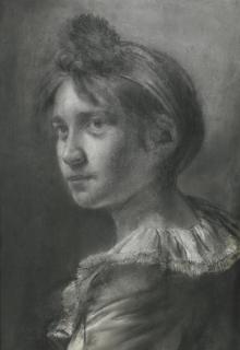 Joseph Wright of Derby, A.R.A. - Study Of A Girl In A Turban With Pompom And Frilled Collar